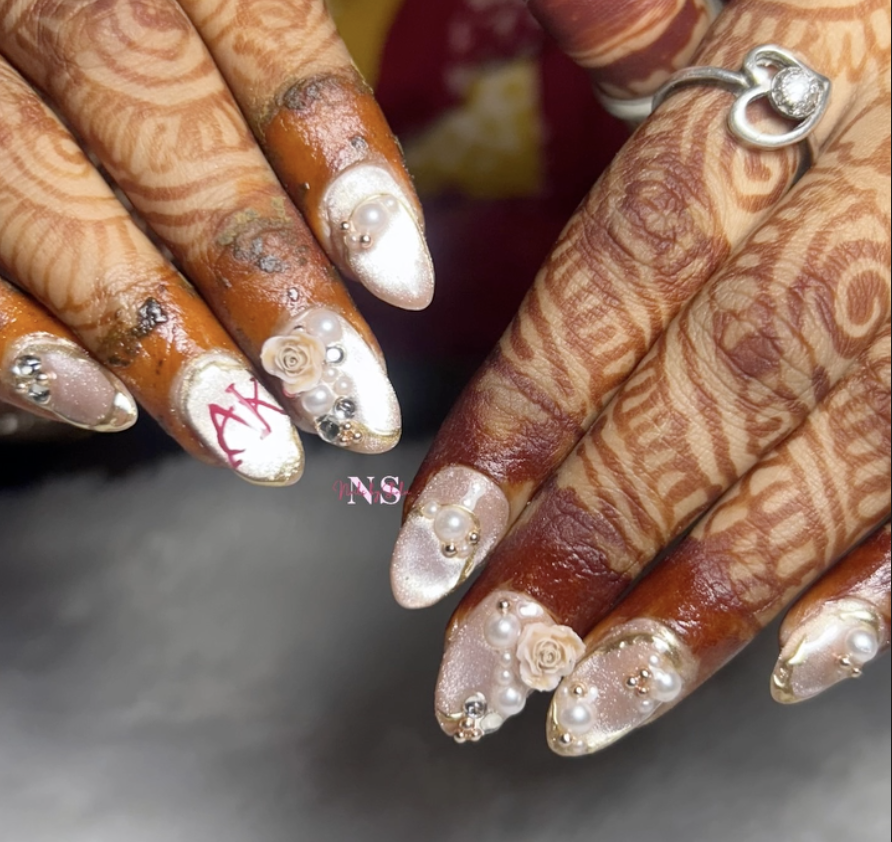 Pink bridal nails