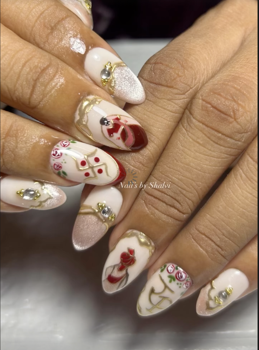 Nude glitter tips