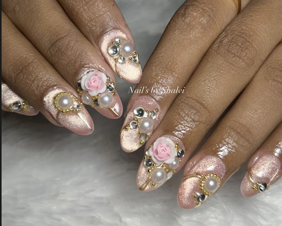 Floral French nails